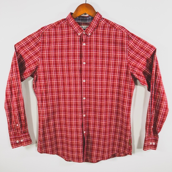 Ben Sherman Other - Ben Sherman Slim Fit Red Checked Plaid Shirt XL